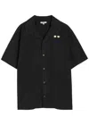 Jw Anderson Mens Washed Black Relaxed-fit Embroidered-logo Cotton Shirt In Black