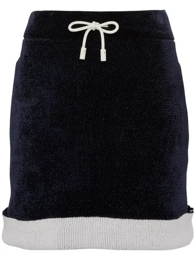 Jw Anderson Chenille-minirock Mit Kontrastsaum In Blau