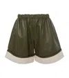 Jw Anderson Contrast-hem Leather Shorts In Green