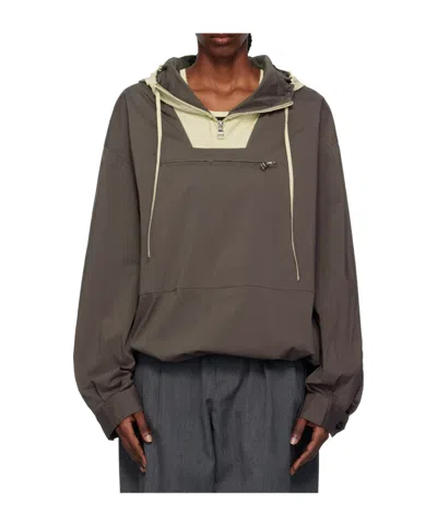 Jw Anderson Contrast Hood Pullover Jacket In Gray
