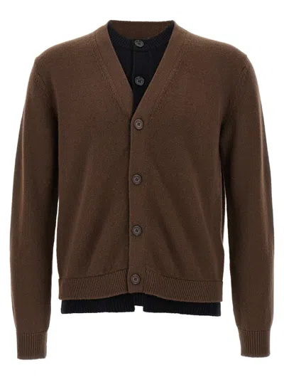 Jw Anderson J. W. Anderson 'contrast Layered' Cardigan In Brown