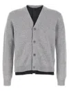Jw Anderson Contrast Layered Cardigan In Gray