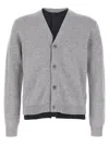 Jw Anderson Contrast Layered Cardigan In Gray