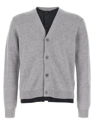 Jw Anderson Contrast Layered Cardigan In Gray