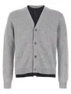 Jw Anderson Contrast Layered Cardigan In Gray