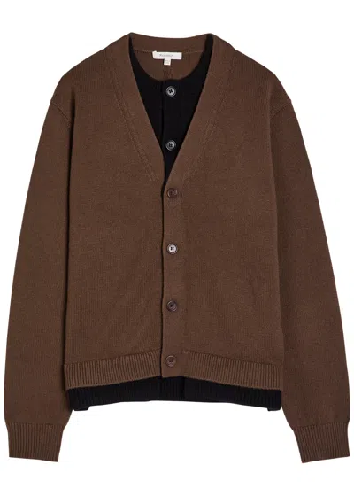 JW ANDERSON JW ANDERSON CONTRAST LAYERED WOOL AND CASHMERE-BLEND CARDIGAN
