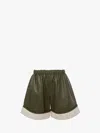 Jw Anderson Contrast-hem Leather Shorts In Green