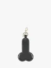 Jw Anderson Contrast Topstitch Leather Penis Keyring In Black