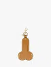 Jw Anderson Contrast Topstitch Leather Penis Keyring In Brown