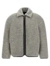 Jw Anderson Mens Light Grey Melange Contrast-trim Relaxed-fit Knitted Wool-blend Jacket In Gray