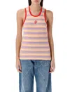 Jw Anderson Multicolor Contrast Trim Striped Tank Top In Pink Multi