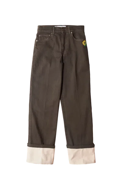 Jw Anderson Contrast Turn Up Jeans In Brown