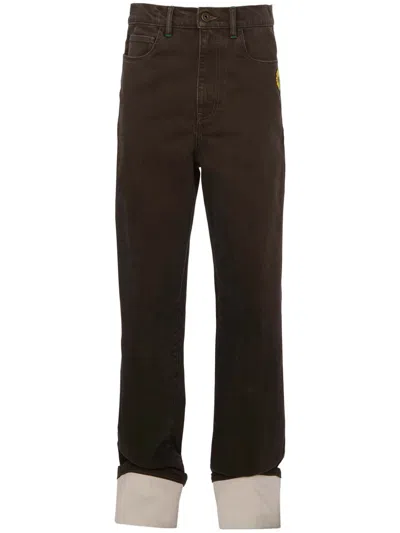 Jw Anderson Contrast Turn-up Denim Jeans In Black