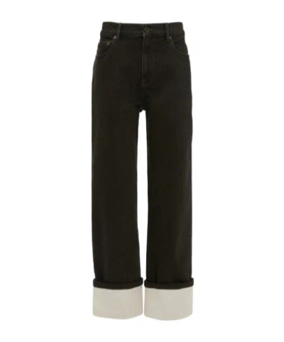 Jw Anderson Contrast Turn-up Jeans In Black