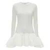 Jw Anderson Ribbed Wool And Cotton-blend Peplum Sweater In White