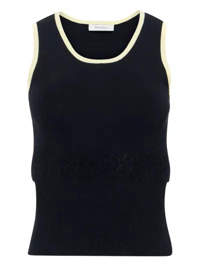 Jw Anderson Contrasting-trim Tank Top In Black