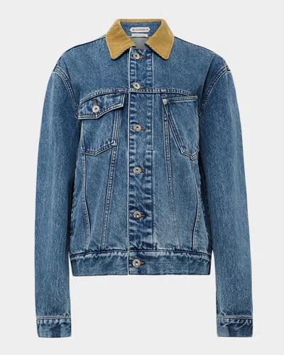 Jw Anderson Corduroy Collar Denim Jacket In Blue
