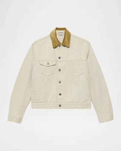 Jw Anderson Corduroy Collar Denim Jacket In Neutral