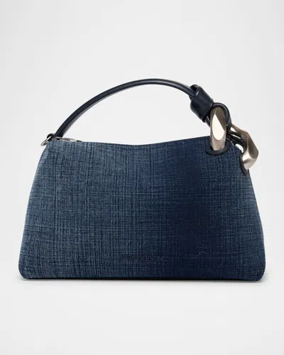 Jw Anderson Corner Acid Wash Denim Crossbody Bag In Blue