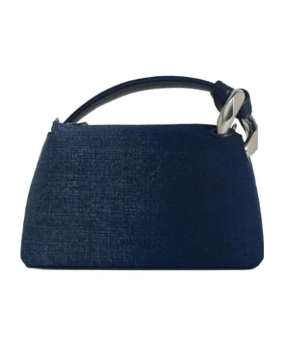 Jw Anderson Corner Acid Wash Denim Zipped Crossbody Bag In Black