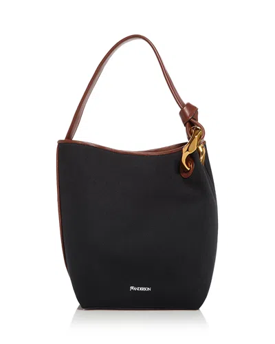 Jw Anderson Corner Bucket Bag In Black