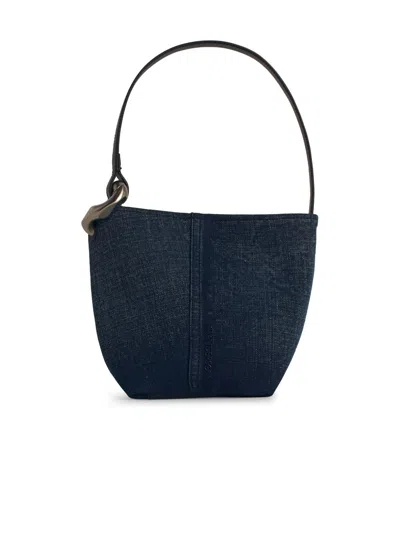 Jw Anderson 'corner' Bucket Bag In Blue Denim