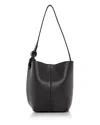 Jw Anderson Corner Chain Small Leather Bucket Bag In Black