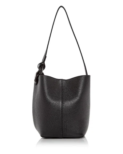 Jw Anderson Corner Chain Small Leather Bucket Bag In Black