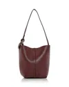 Jw Anderson Corner Chain Small Leather Bucket Bag In Burgundy