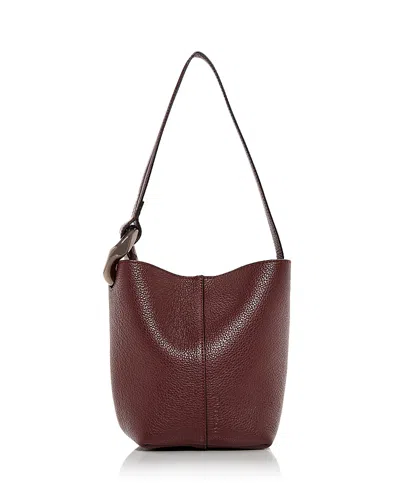 Jw Anderson Corner Chain Small Leather Bucket Bag In Burgundy