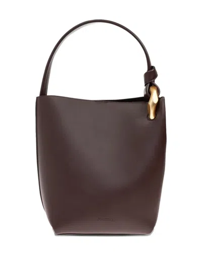 Jw Anderson Corner Knotted-handle Leather Tote Bag In Brown