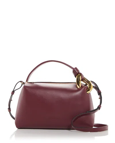 Jw Anderson Corner Leather Crossbody Bag In Burgundy