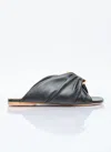 Jw Anderson Corner Chain-embellished Gathered Leather Slides In Black