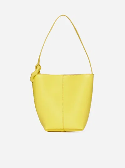 Jw Anderson Corner Leather Small Bucket Bag In Yellow