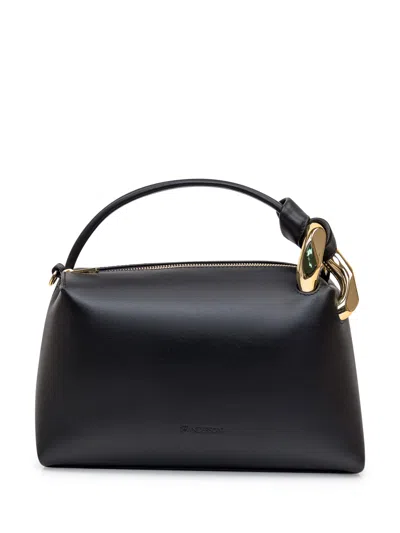 Jw Anderson Corner Shoulder Bag In Black Leather