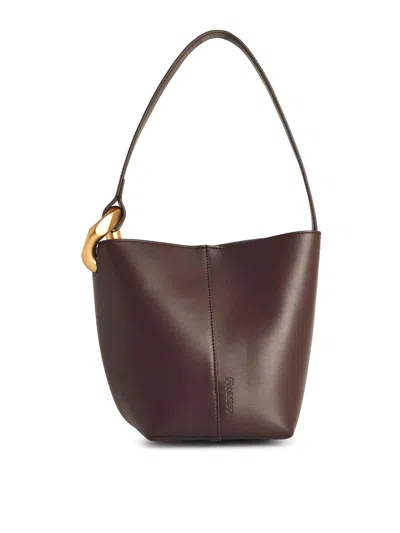 Jw Anderson Corner Small Brown Leather Bucket Bag