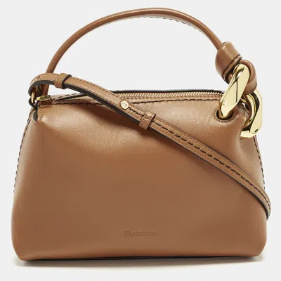 Pre-owned Jw Anderson Corner Small Brown Leather Shoulder Bag