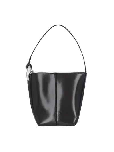 Jw Anderson The Jwa Corner Small Bucket Bag In Black