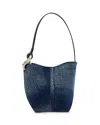 Jw Anderson Corner Small Acid Wash Denim Bucket Bag In Blue
