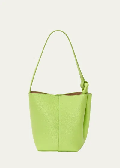 Jw Anderson Corner Small Leather Bucket Bag In Green