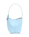 Jw Anderson Corner Small Leather Bucket Bag In Blue
