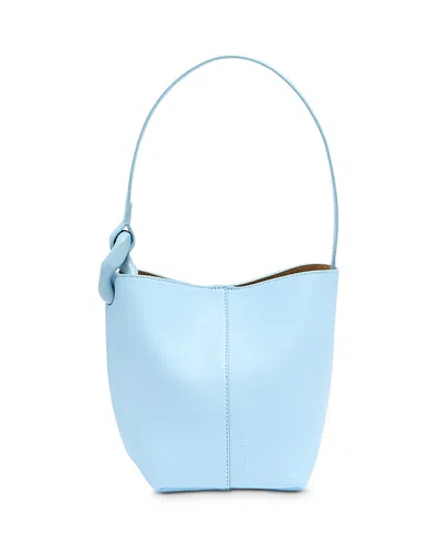 Jw Anderson Corner Small Leather Bucket Bag In Light Blue