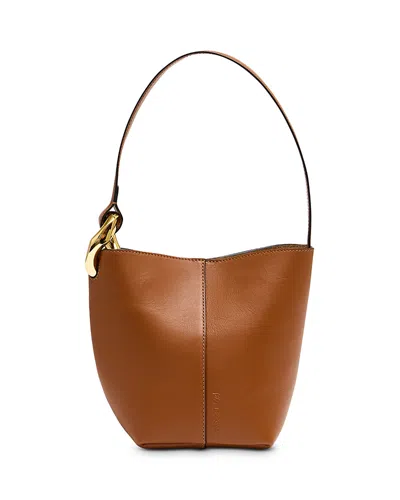 Jw Anderson Corner Small Leather Bucket Bag In Tan