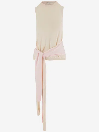 Jw Anderson Cotton And Cashmere Sleeveless Sweater In Neutral