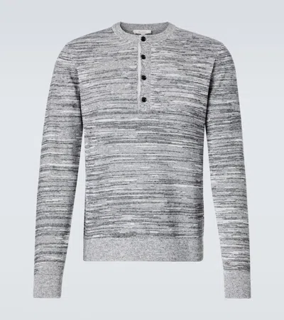 Jw Anderson Cotton And Linen-blend Henley Shirt In Gray