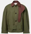 Jw Anderson Belted Waist Jacket Collar Contrast In Green
