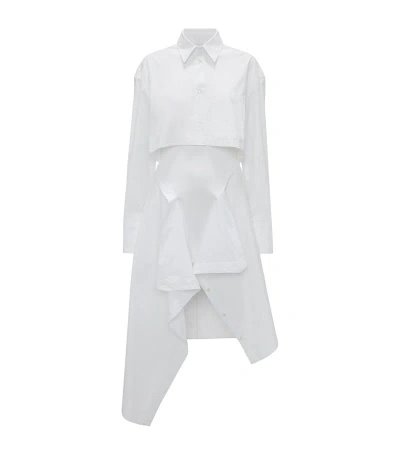 Jw Anderson Cotton Asymmetric Midi Dress In White