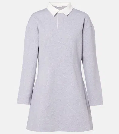 Jw Anderson Cotton-blend Jersey Polo Dress In Gray