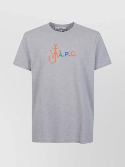 Jw Anderson Cotton Crew Neck T-shirt With Logo Print In Gray