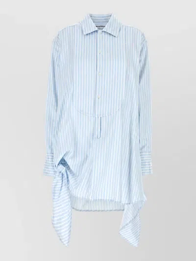 Jw Anderson Cotton Embroidered Shirt Dress In Blue